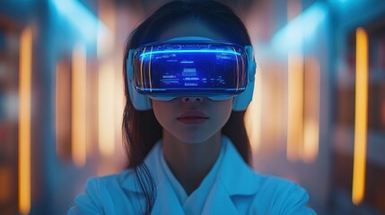 Futuristic Medical Technology with Augmented Reality Holograms for Doctor Interacting with Patient Data in a Minimalistic Lab Environment