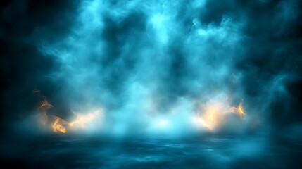 Fototapeta premium Blue and Orange Smoke and Fog Abstract Background