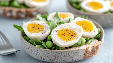 Healthy Egg Salad Sandwiches on Toast with Greens