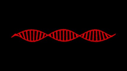 DNA Strand Animation of strand spinning and data processing on black background - Powered by Adobe