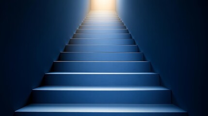 Fototapeta premium Blue Staircase Ascending Towards Light