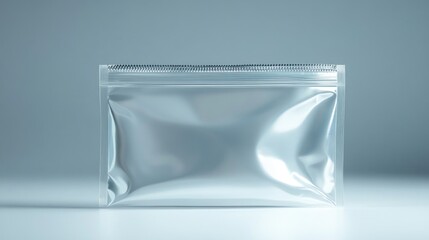 Silver foil pouch on white background; packaging mockup