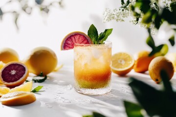 Refreshing summer citrus blend with a hint of honey and mint garnish