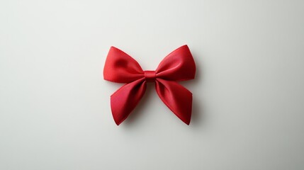 Close Up Red Decorative Bow on White Background for Festive Gift Giving