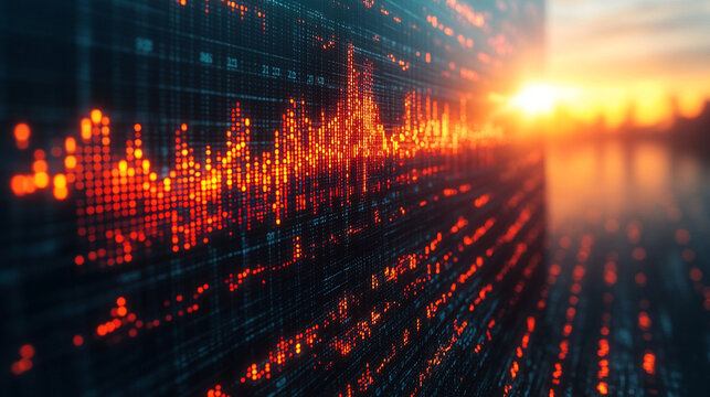 Bar analysis digital display on screen representing company business financial market development, symbolizing growth, progress, and analysis with space for caption or additional content.

