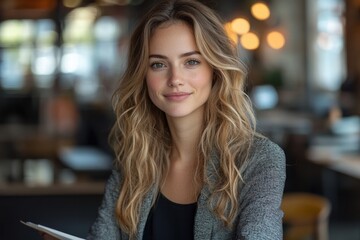 Obraz premium Young African-American Businesswoman Conducting Online Video Conference in Modern Office