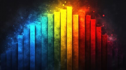 Colorful audio equalizer graphic with vibrant smoke background