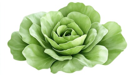 Fototapeta premium Green lettuce rose, isolated, white background, healthy food
