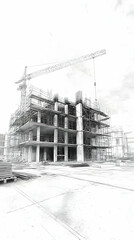Fototapeta premium City building construction crane