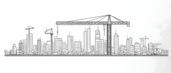 Cityscape construction crane skyline