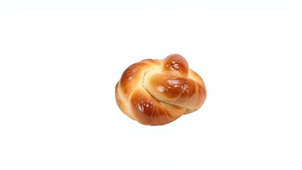 Fototapeta premium Artisan Brioche Knot Bread Isolated on White Background - Golden-Brown Crust