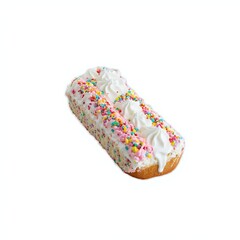 Delicious Fluffy Funfetti Cake with Colorful Sprinkles and Creamy Frosting on White Background