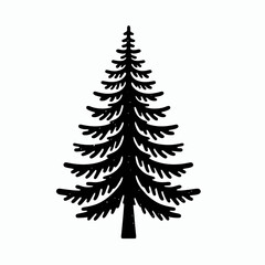 Obraz premium Christmas Tree Silhouette in black on a white background