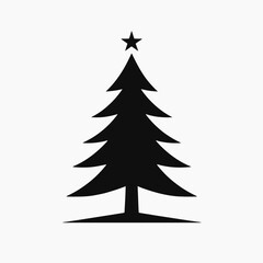 Obraz premium Christmas Tree Silhouette in black on a white background