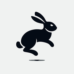 Obraz premium Easter Bunny Hop Silhouettes in black on a white background