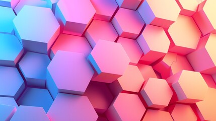 Abstract background of pink and orange hexagons.