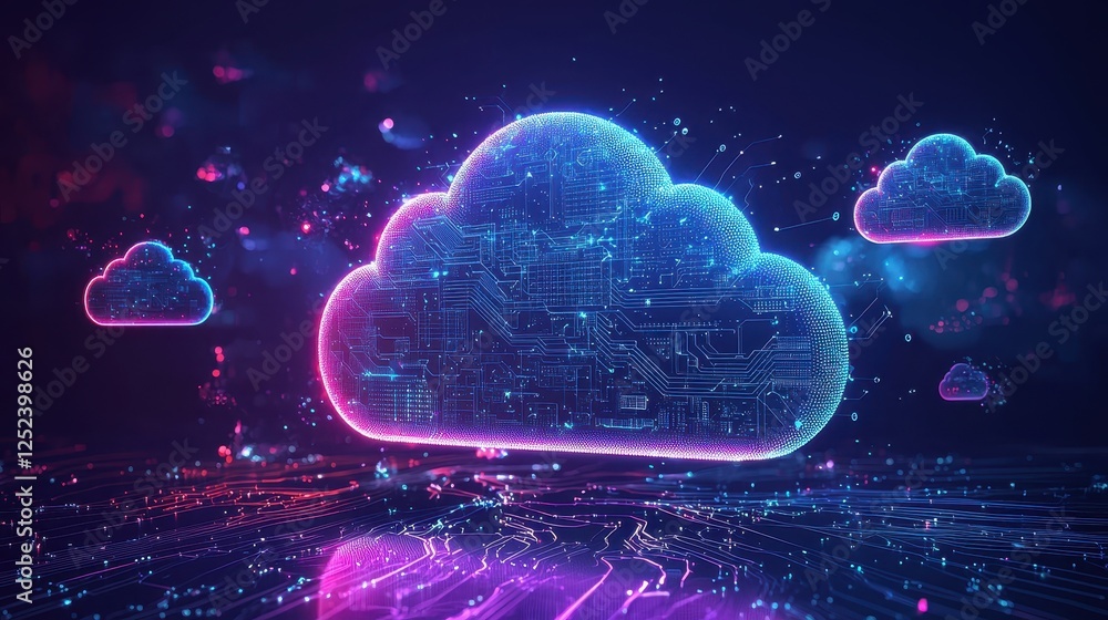 Aufkleber digital cloud transformation virtual space graphic design futuristic environment abstract concept