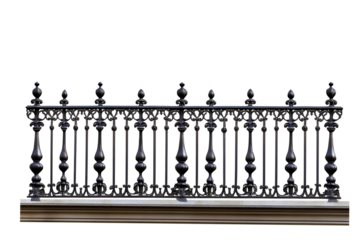 black balustrade on transparent background