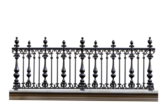 black balustrade on transparent background