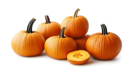 A Group of Vibrant Orange Pumpkins, Ready for Autumn