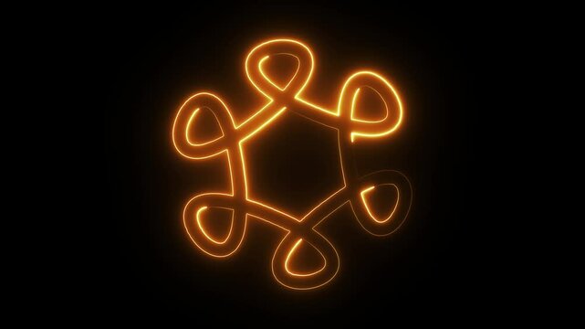 Neon orange hexagon molecule icon