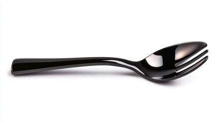 Black modern fork-spoon hybrid design isolated on white background. Generative AI