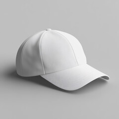 Realistic 3D Render of a White Baseball Cap – Solid Grey Background