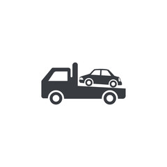 vector illustration of a simple flat design of a truck towing a car.