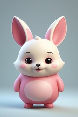 Obraz premium cartoon rabbit with pink ears and a white body
