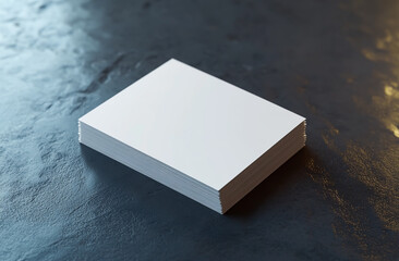 Realistic 3D Rendering of a Blank Business Card on Dark Gray Table – Mockup Template for Branding Presentation