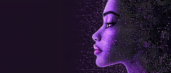 Detailed Circuit Board Design Featuring Glowing Purple Traces Contrasting Against a Dark Background Representing Technology and Innovation