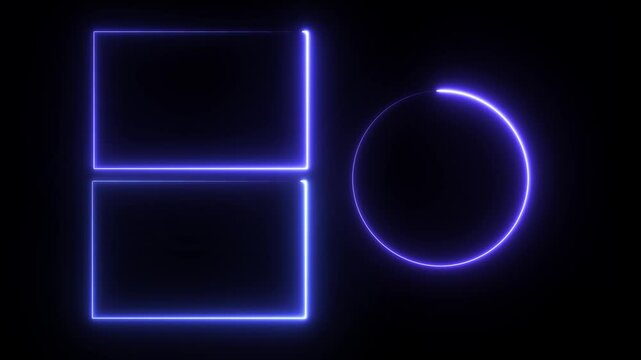 Seamless loop animation rectangles frame ultra video motion graphic. Animated borders frame glowing neon lights loop animation.