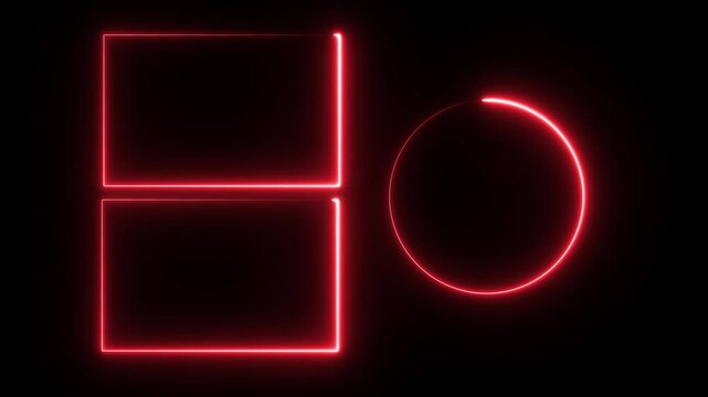 rectangle picture frame with two tone neon color motion graphic on isolated black background.