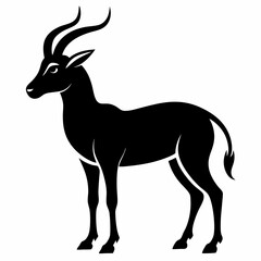 Addax Black Silhouette Vector on White Background