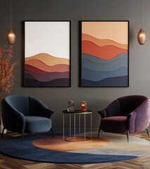 Modern Living Room with Abstract Art and Cozy Furniture Decor