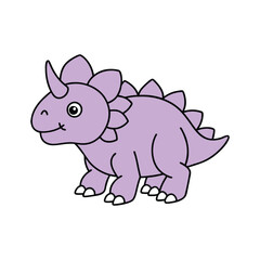 Fototapeta premium Cute Cartoon Triceratops Dinosaur Illustration – Adorable Kawaii Style Vector