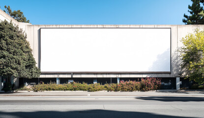 Realistic 3D Render of a Blank White Billboard on the Side of an Office Building