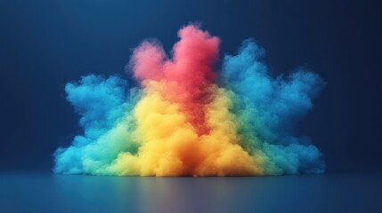 Naklejka premium Vibrant Rainbow Smoke Cloud on Dark Blue Background