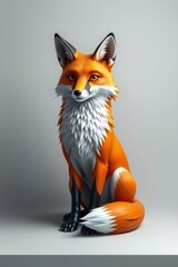 Fototapeta premium realistic illustration of a fox sitting on a white surface