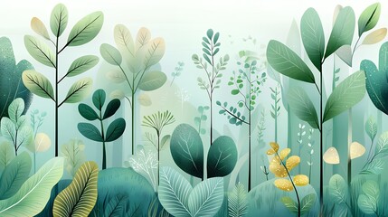 Abstract Forest Illustration With Pastel Colors