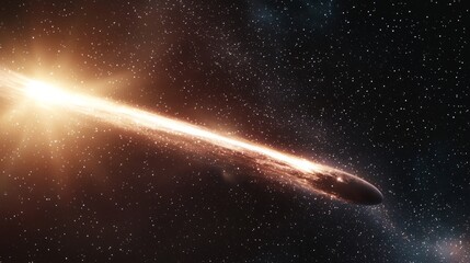 Bright Comet Crossing the Dark Empty Space of the Universe