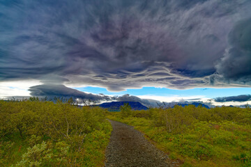 landscape with mountains and blue sky