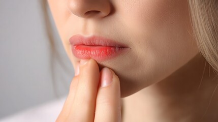 Fototapeta premium Close-up of a Woman's Face Showing Pain or Discomfort