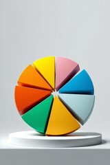 Obraz premium arafed pie chart with a white base on a white surface