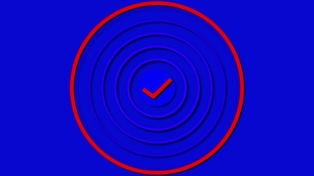 Animated red checkmark concentric circles vector background