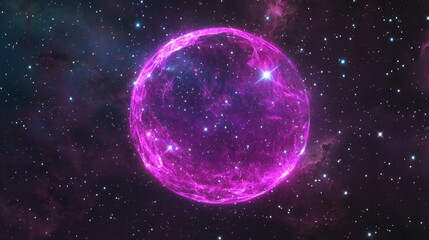 Fototapeta premium Immense Cosmic Bubble Infused with Vibrant Pink Energy in Space