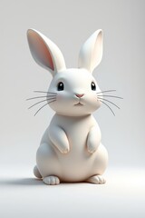 Fototapeta premium there is a white rabbit sitting on its hind legs