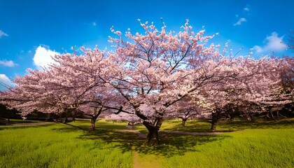 Fototapeta premium 青空に咲く満開の桜の背景