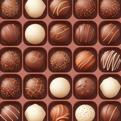 Assorted Gourmet Chocolate Truffles in Elegant Box with Various Flavors and Textures for Dessert Lovers