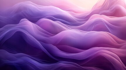 Obraz premium Dreamlike wavy abstract pastel landscape with soft pink and purple hues, ethereal ambiance. Serenity and creativity concept